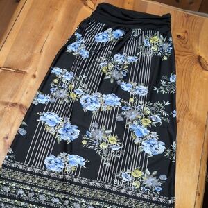 Apt. 9 Black and Blue Floral Maxi Skirt